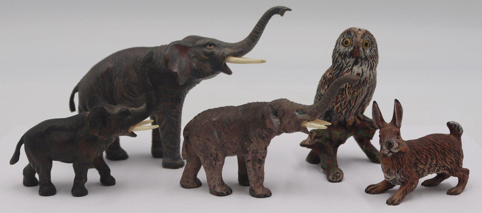 (5) AUSTRIAN PAINTED BRONZE ANIMALS