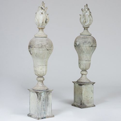 PAIR OF NEOCLASSICAL STYLE ZINC