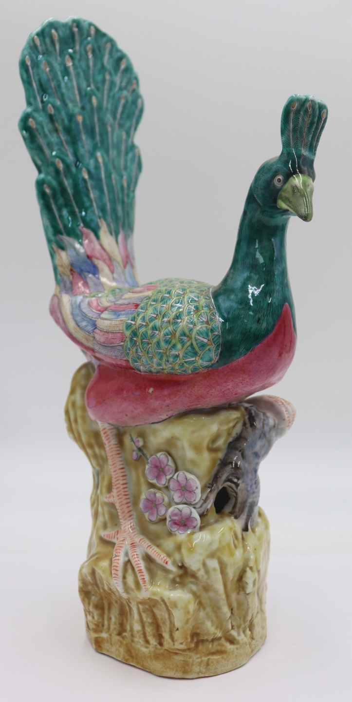 CHINESE FAMILLE ROSE ENAMEL PEACOCK.