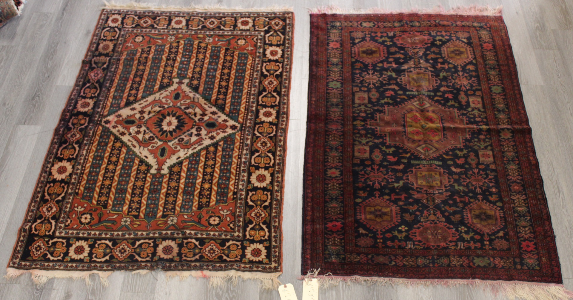 2 ANTIQUE AND FINELY HAND WOVEN