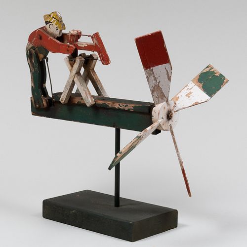 AMERICAN PAINTED WOOD FIGURAL WHIRLIGIG