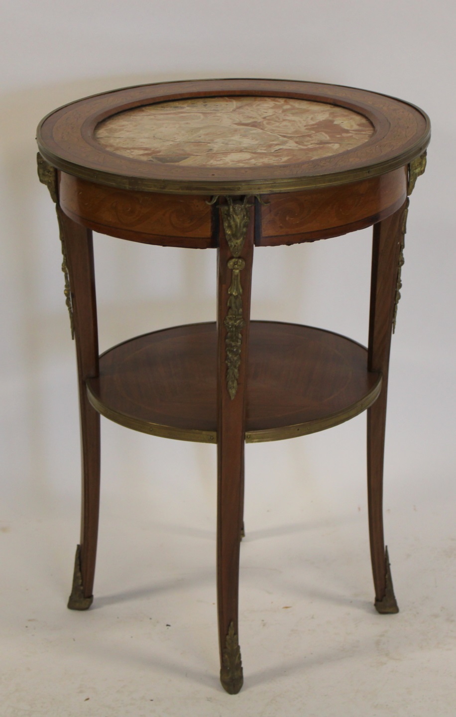 ANTIQUE BRONZE MOUNTED INLAID TABLE