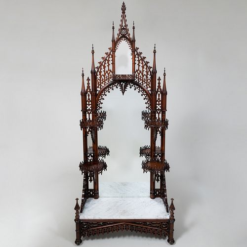 FINE GOTHIC REVIVAL CARVED ROSEWOOD