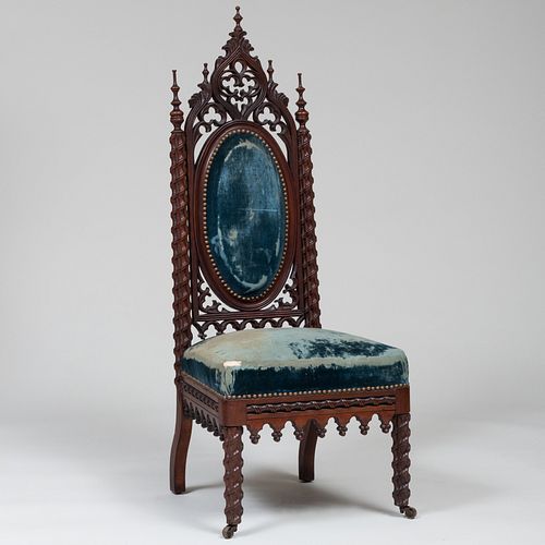 GOTHIC REVIVAL CARVED WALNUT PARLOR