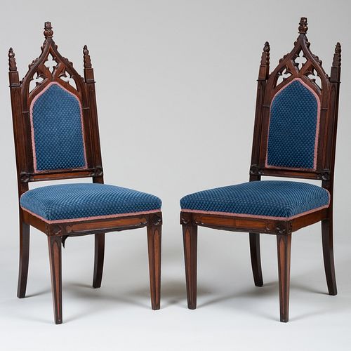 PAIR OF GOTHIC REVIVAL CARVED ROSEWOOD