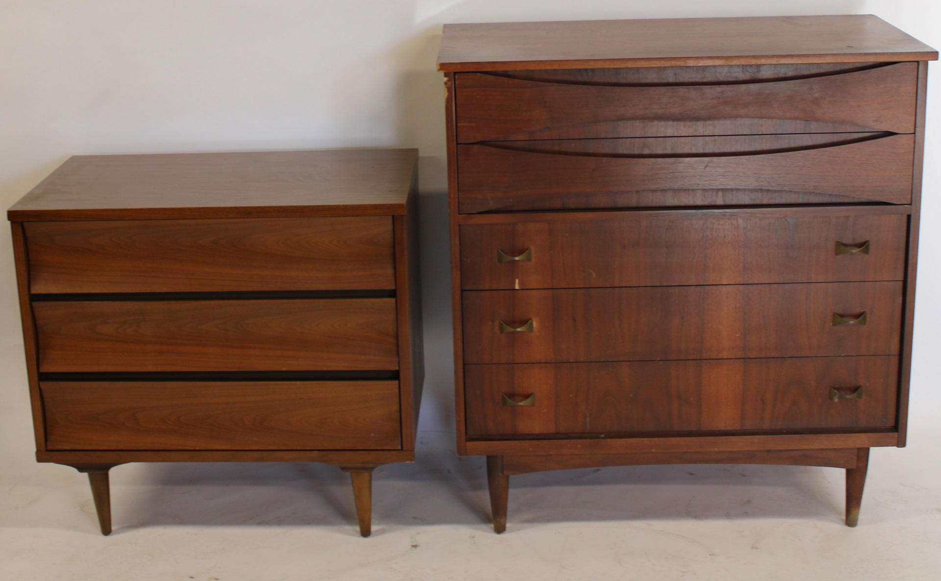 MIDCENTURY TALL AND LOW DRESSERS.