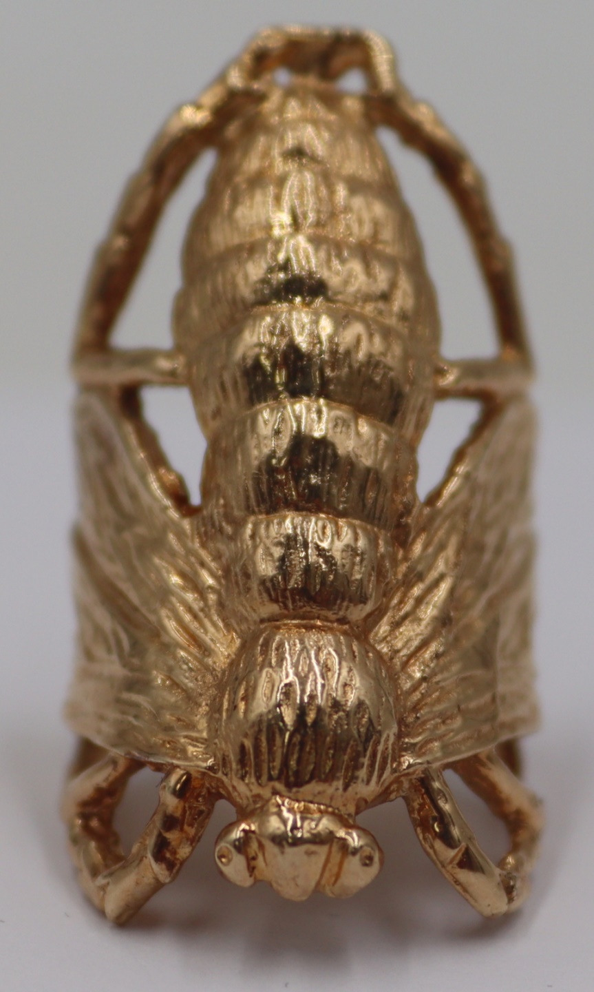 JEWELRY. 14KT GOLD BUG FORM RING.