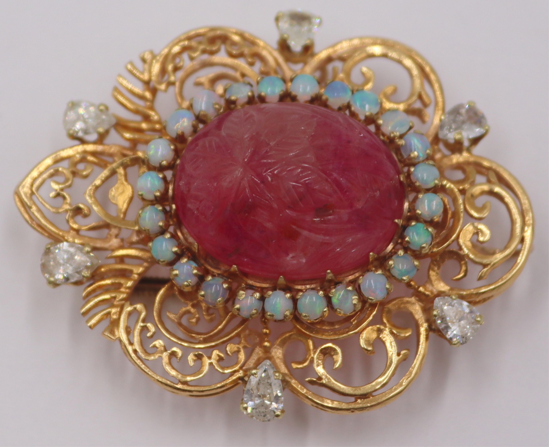 JEWELRY. 14KT GOLD, COLORED GEM,