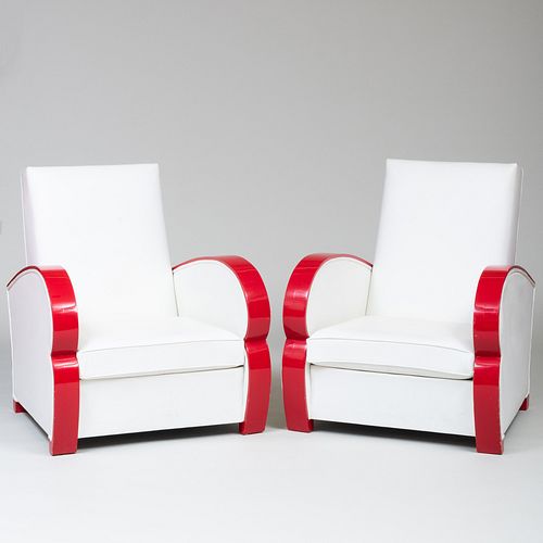 PAIR OF FRENCH ART DECO STYLE RED 3bc09e