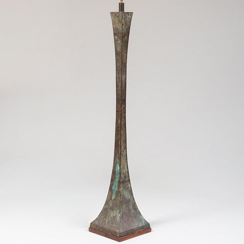 BRONZE VERDIGRIS FLOOR LAMP, ATTRIBUTED