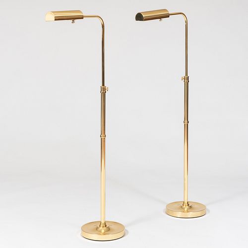 PAIR OF BRASS ADJUSTABLE FLOOR