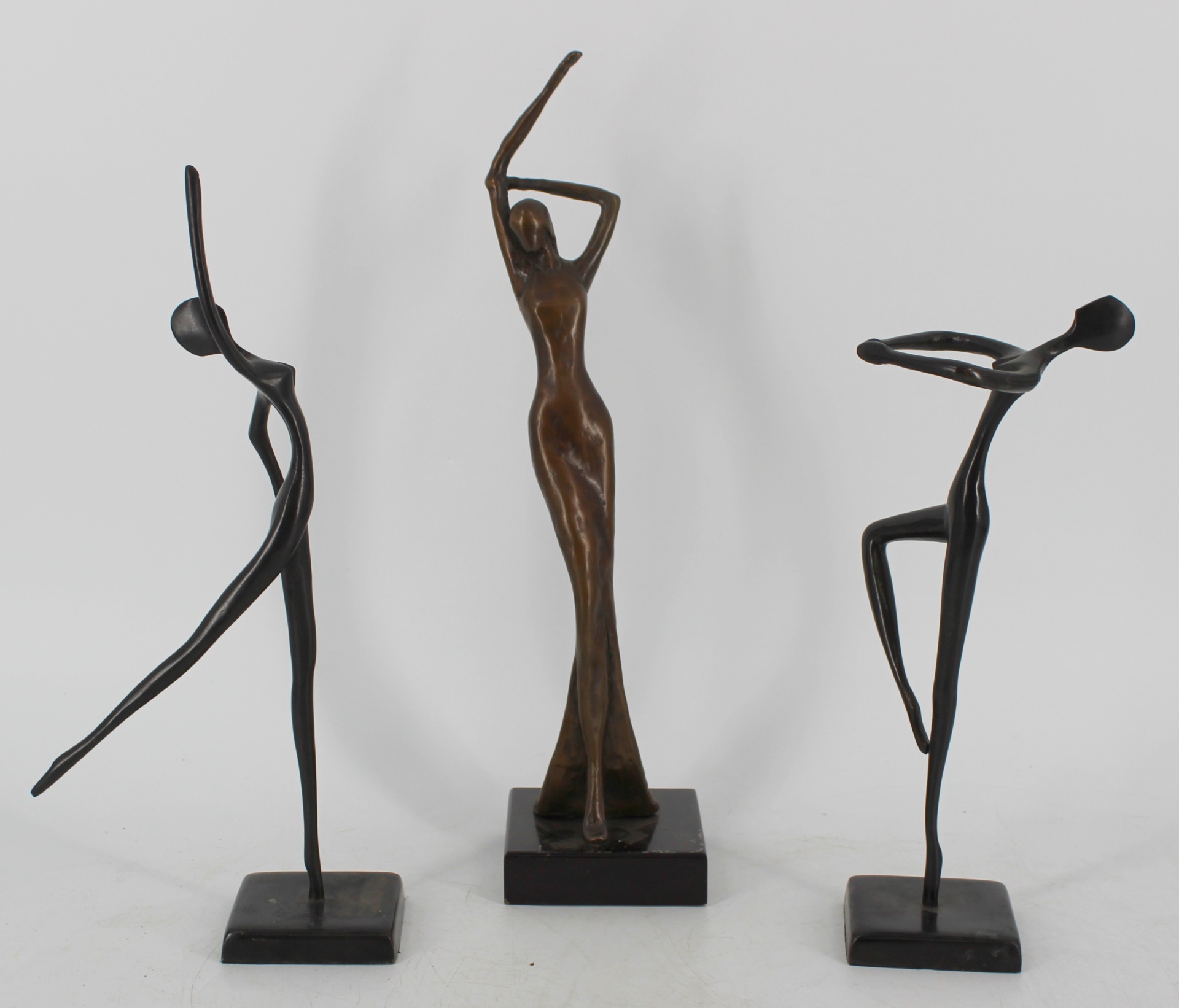 3 BRONZE MODERNIST SCULPTURES OF