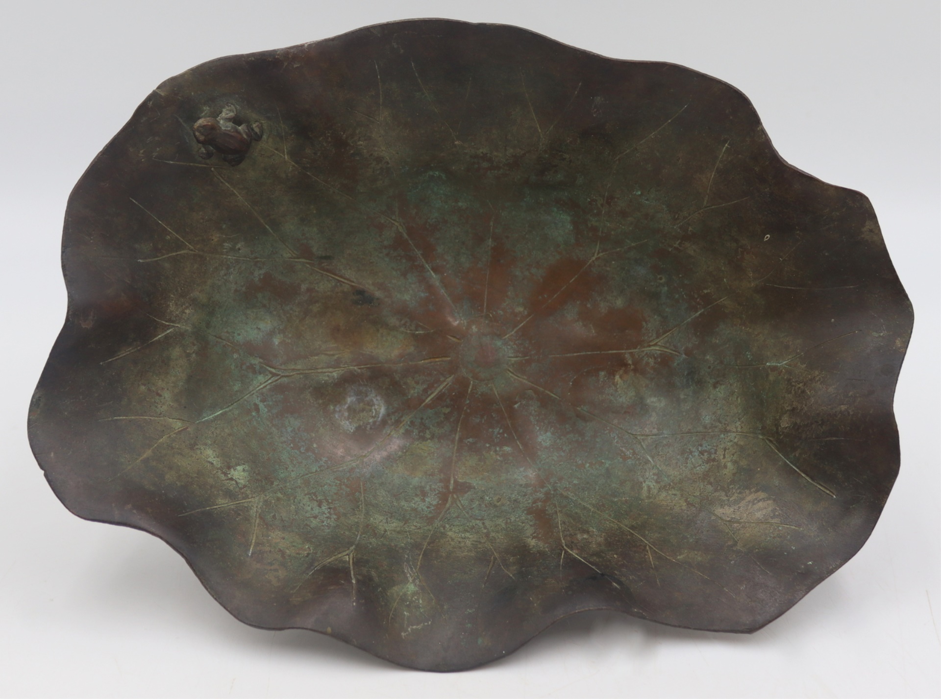 ASIAN PATINATED BRONZE LILY PAD