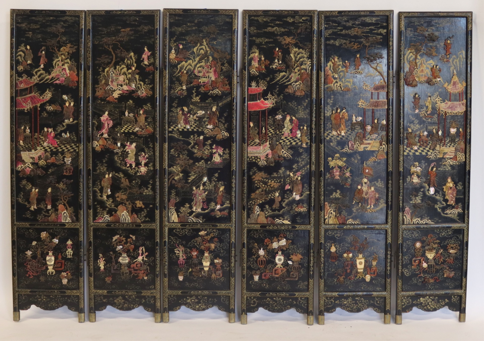 ASIAN 6 PANEL LACQUERED SCREEN  3bc251