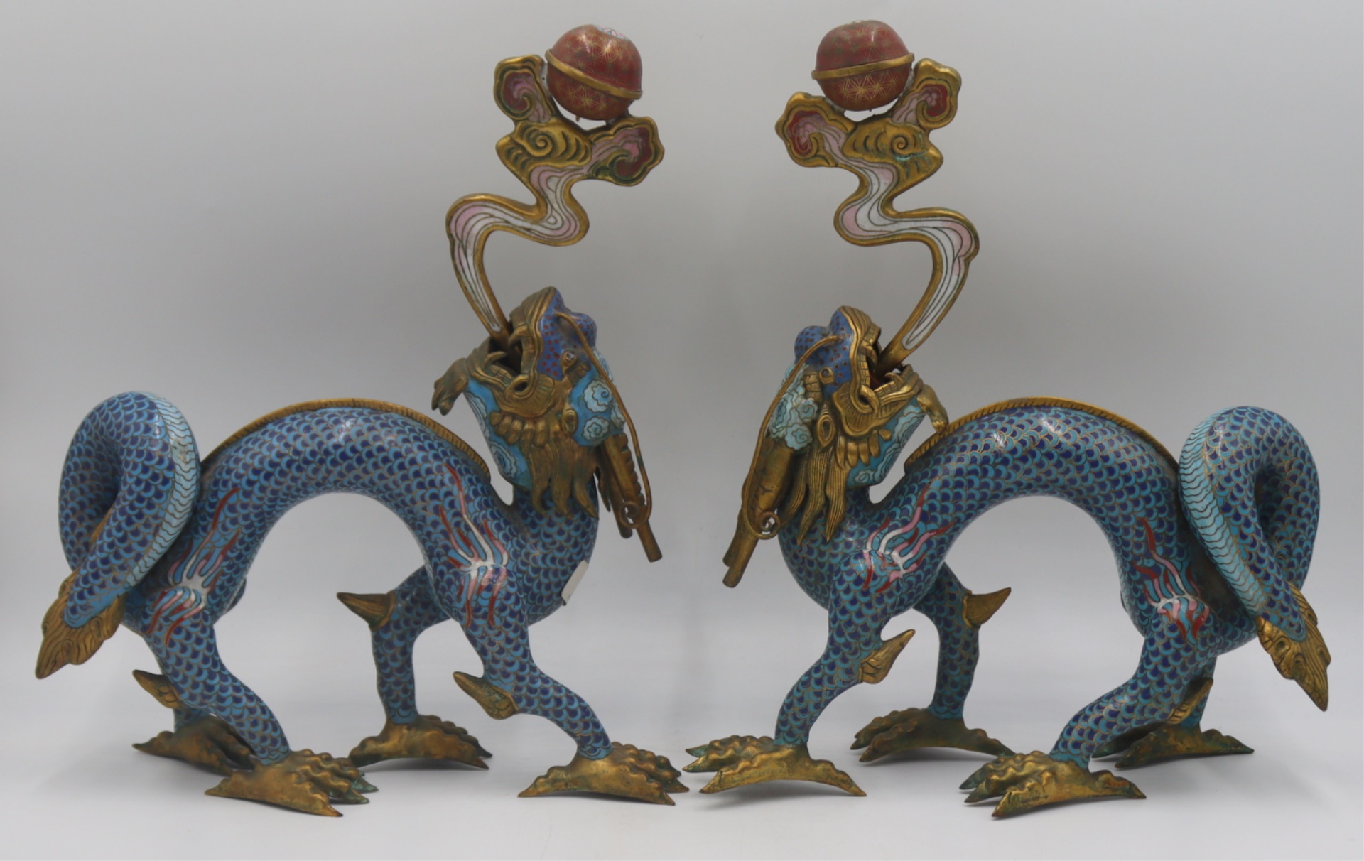 PAIR OF CHINESE CLOISONNE DRAGON