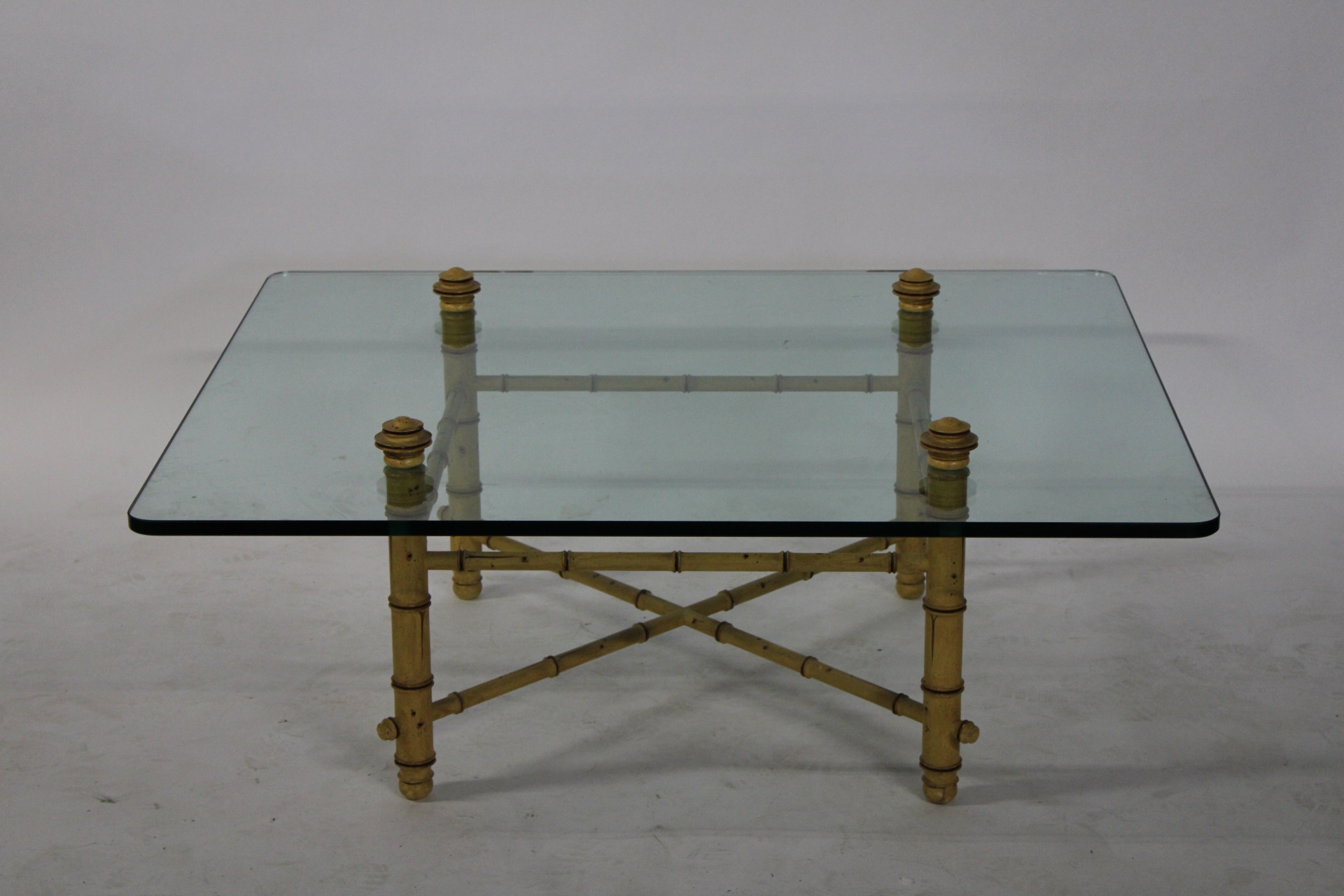 MIDCENTURY BAMBOO FORM GLASS TOP