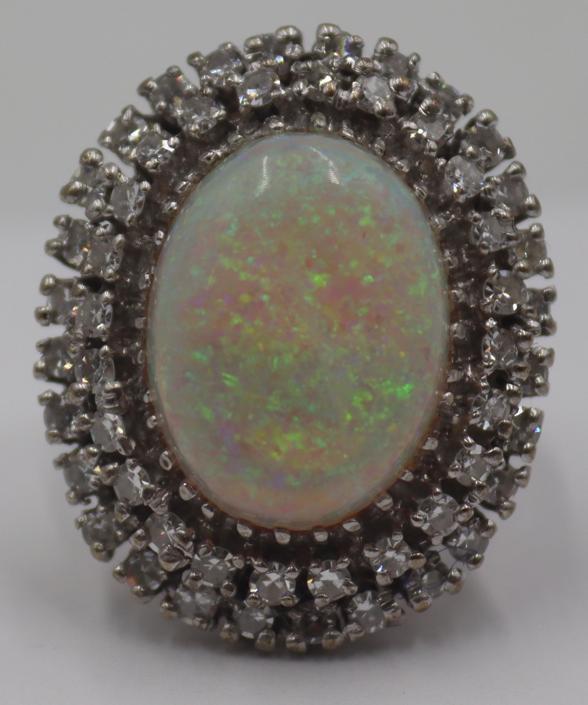 JEWELRY. 14KT GOLD OPAL AND DIAMOND
