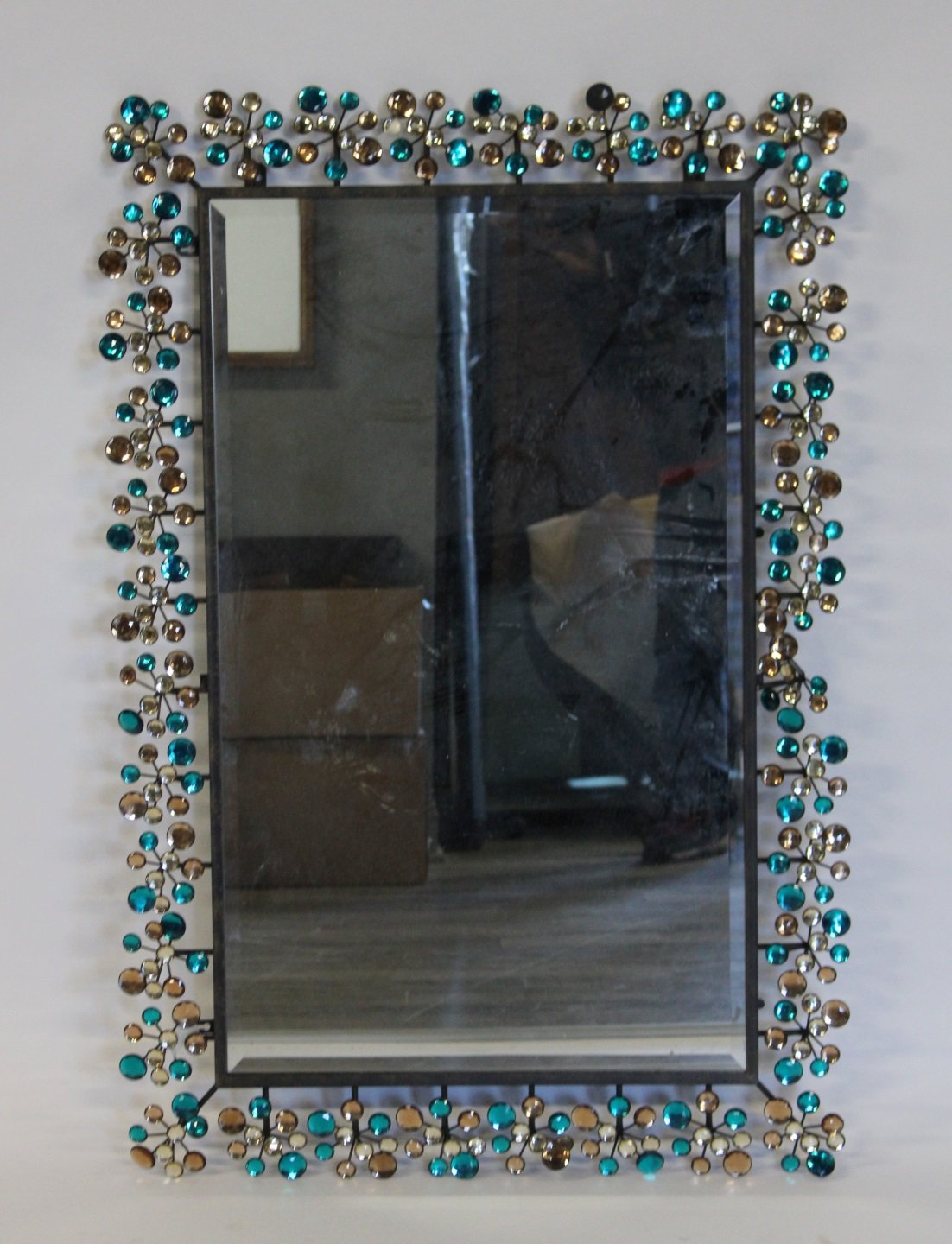 VINTAGE PATINATED METAL MIRROR WITH