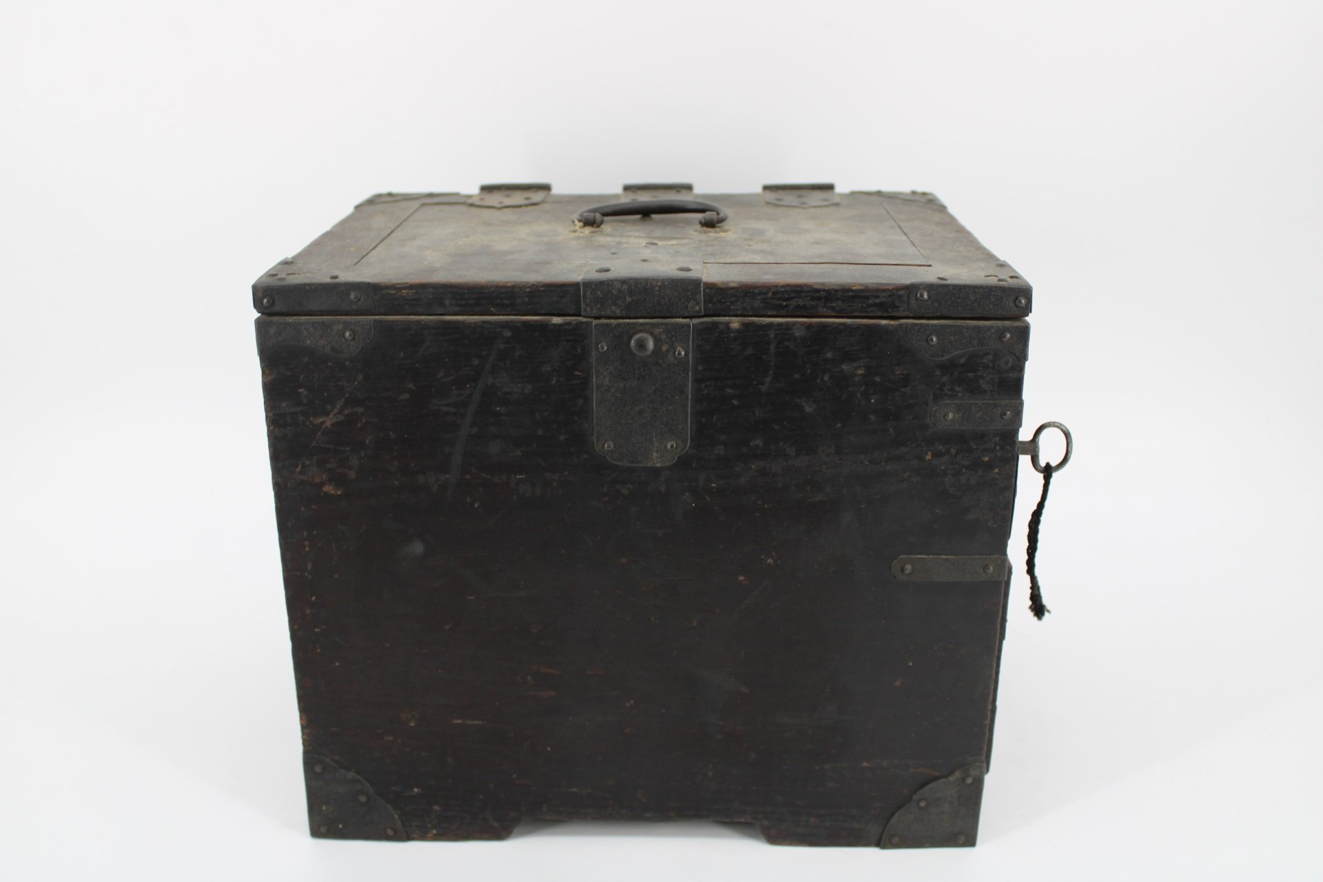 ANTIQUE METAL AND WOOD STRONG BOX