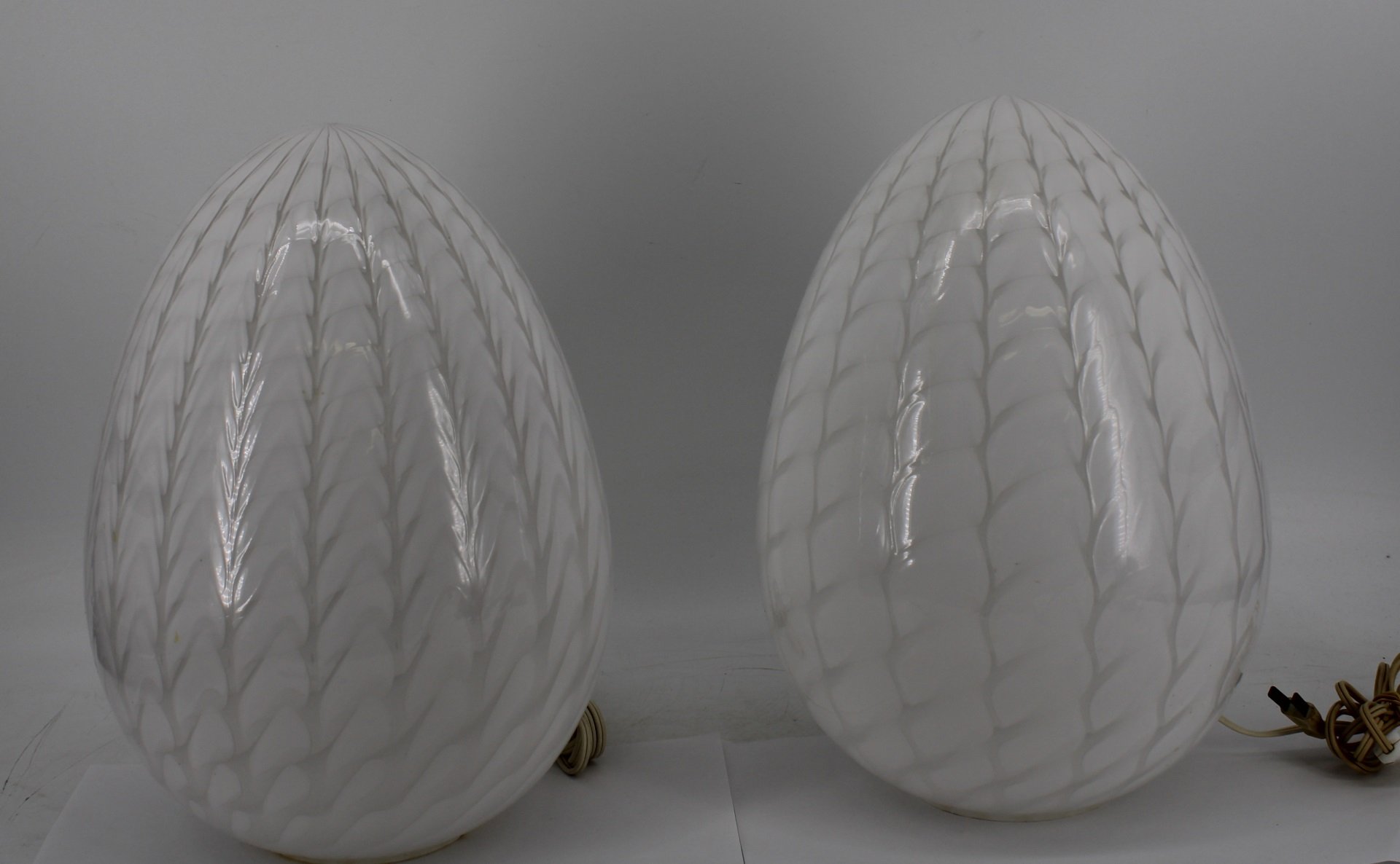 A PAIR OF MURANO GLASS EGG FORM