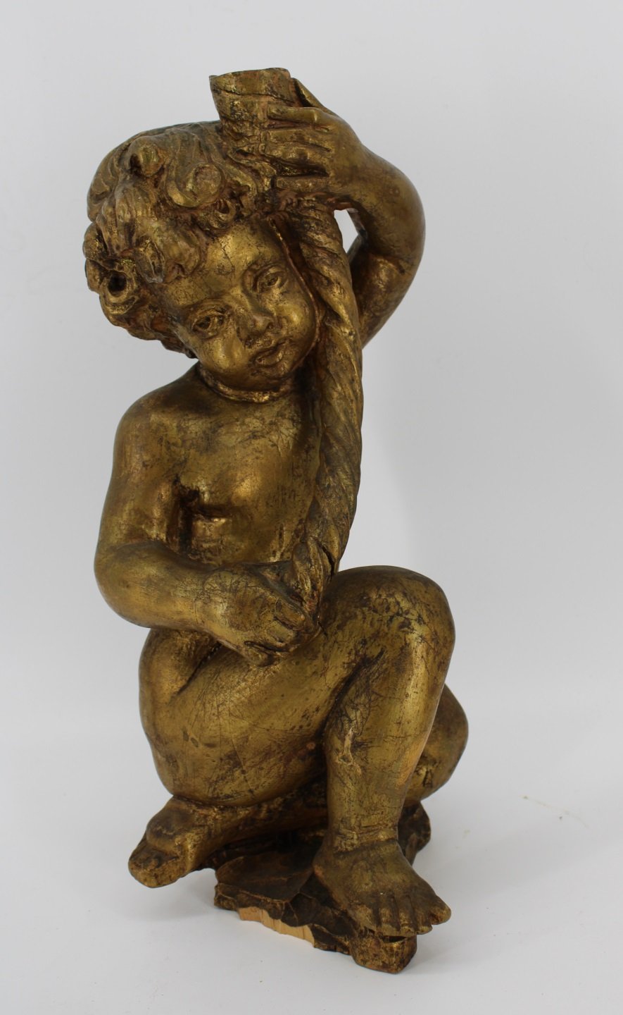 ANTIQUE GILT WOOD CHERUB From 3bc420