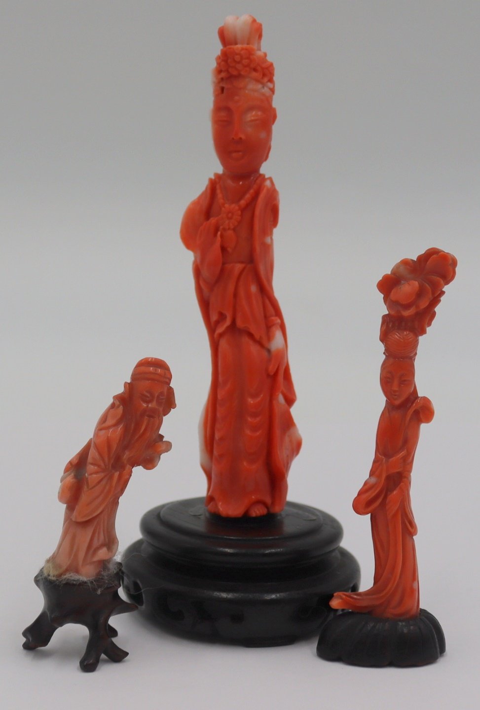 GROUPING OF (3) SMALL CARVED CORAL