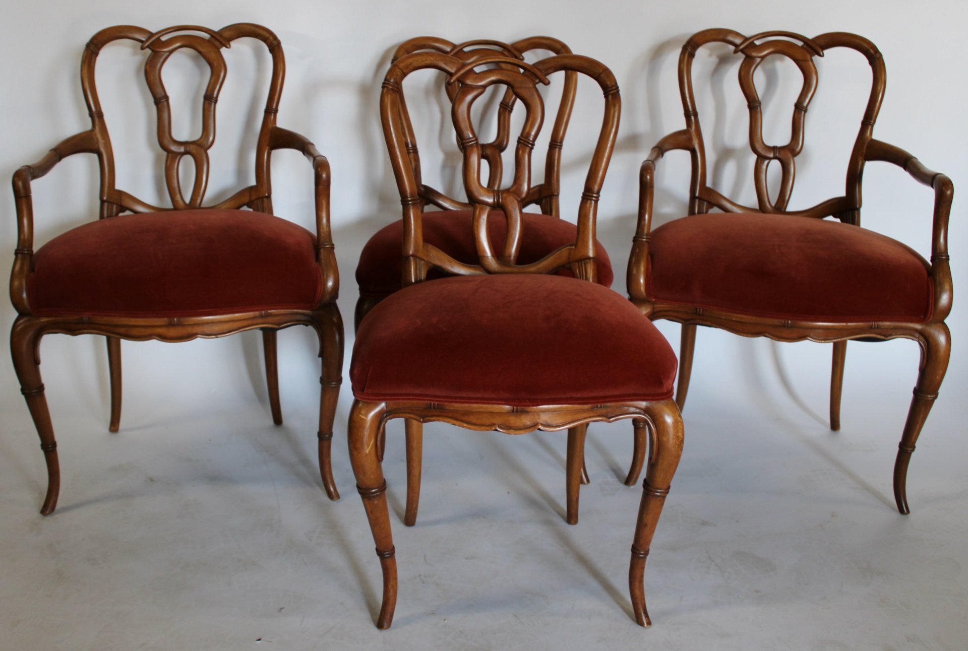 4 REGENCY STYLE BAMBOO FORM CHAIRS 3bc4c1