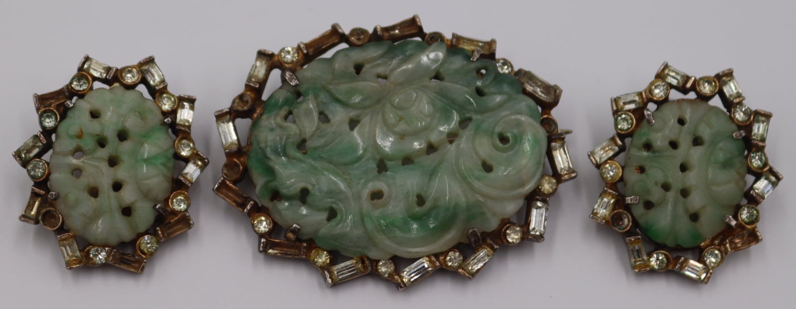 JEWELRY 3 PC CARVED JADE AND 3bc50f