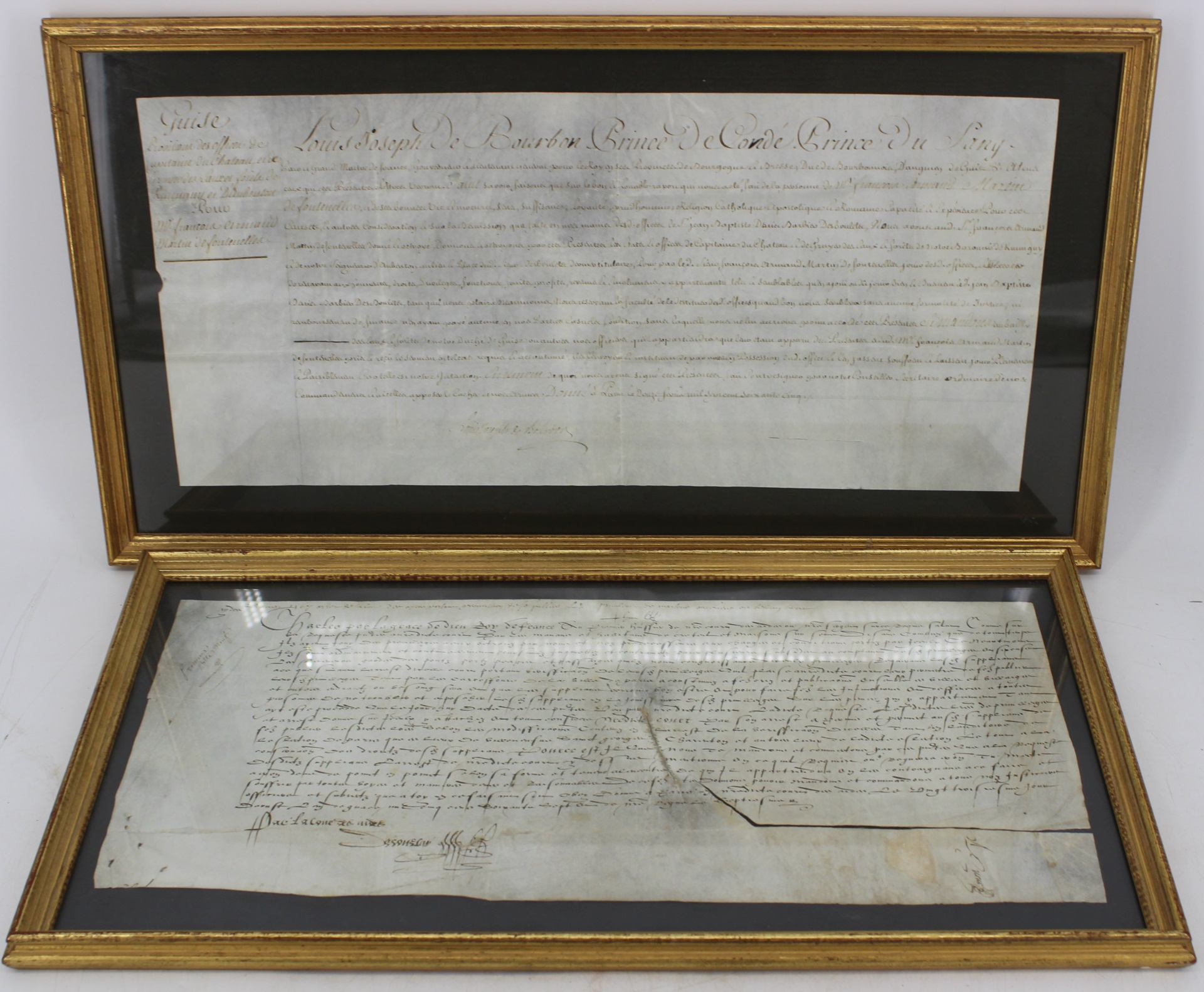 2 FRAMED FRENCH ANTIQUE DOCUMENTS  3bc651