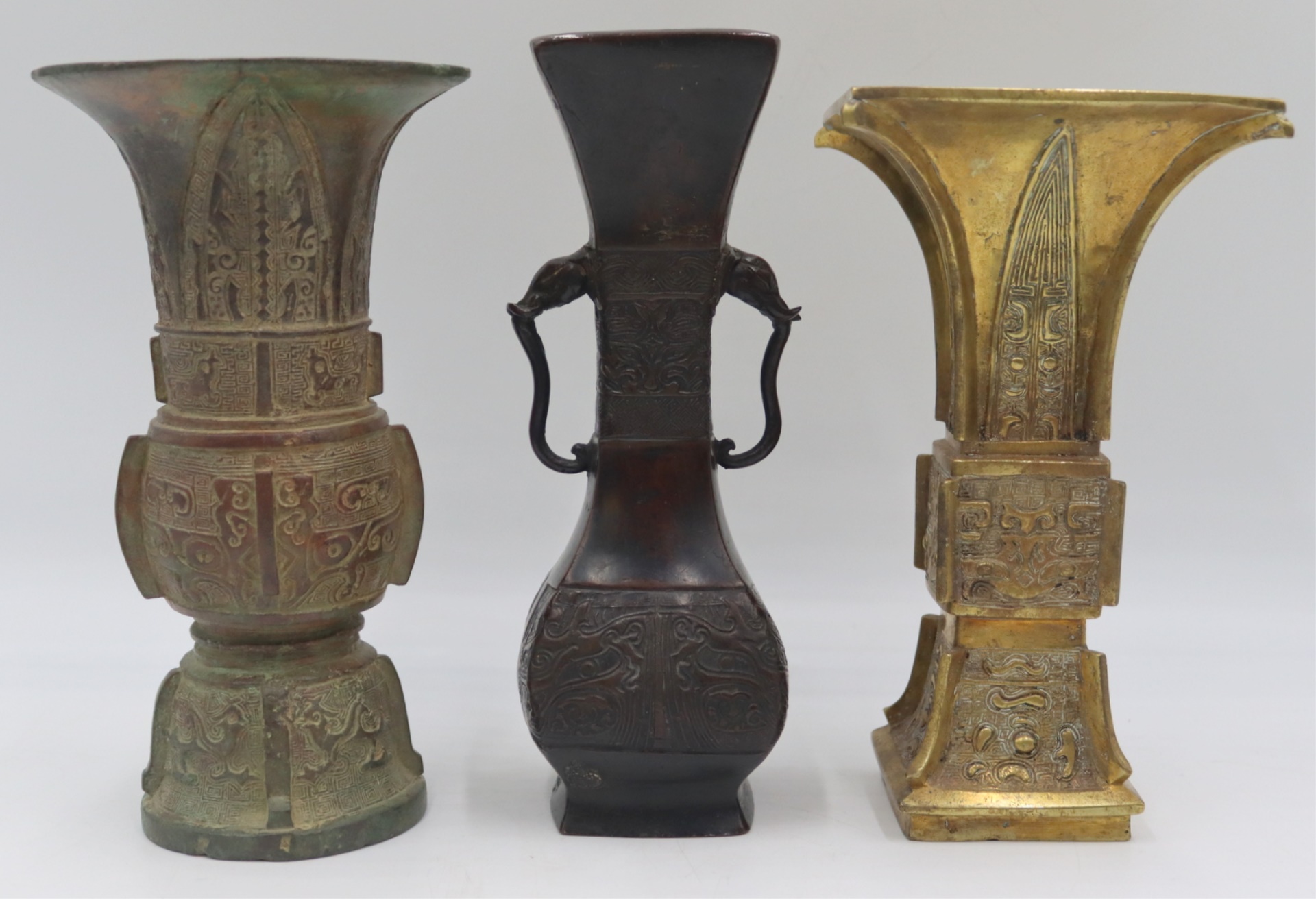 (3) ARCHAISTIC ASIAN VESSELS. Includes