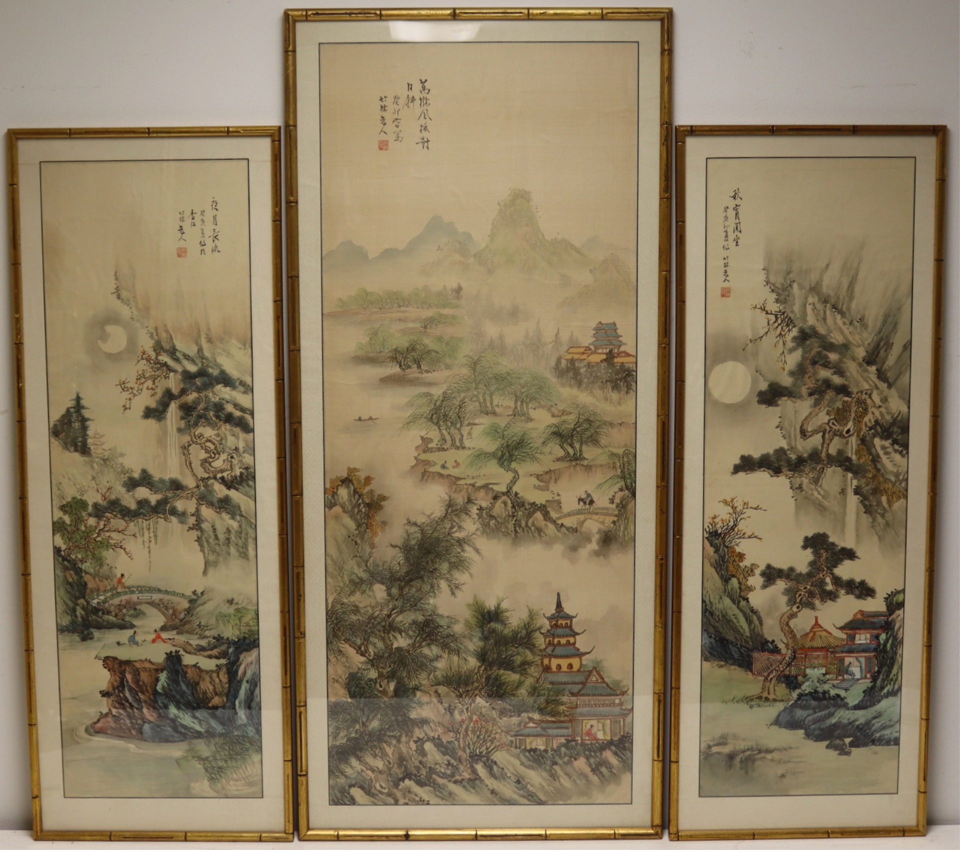  3 SIGNED ASIAN LANDSCAPE SCROLLS  3bc69e