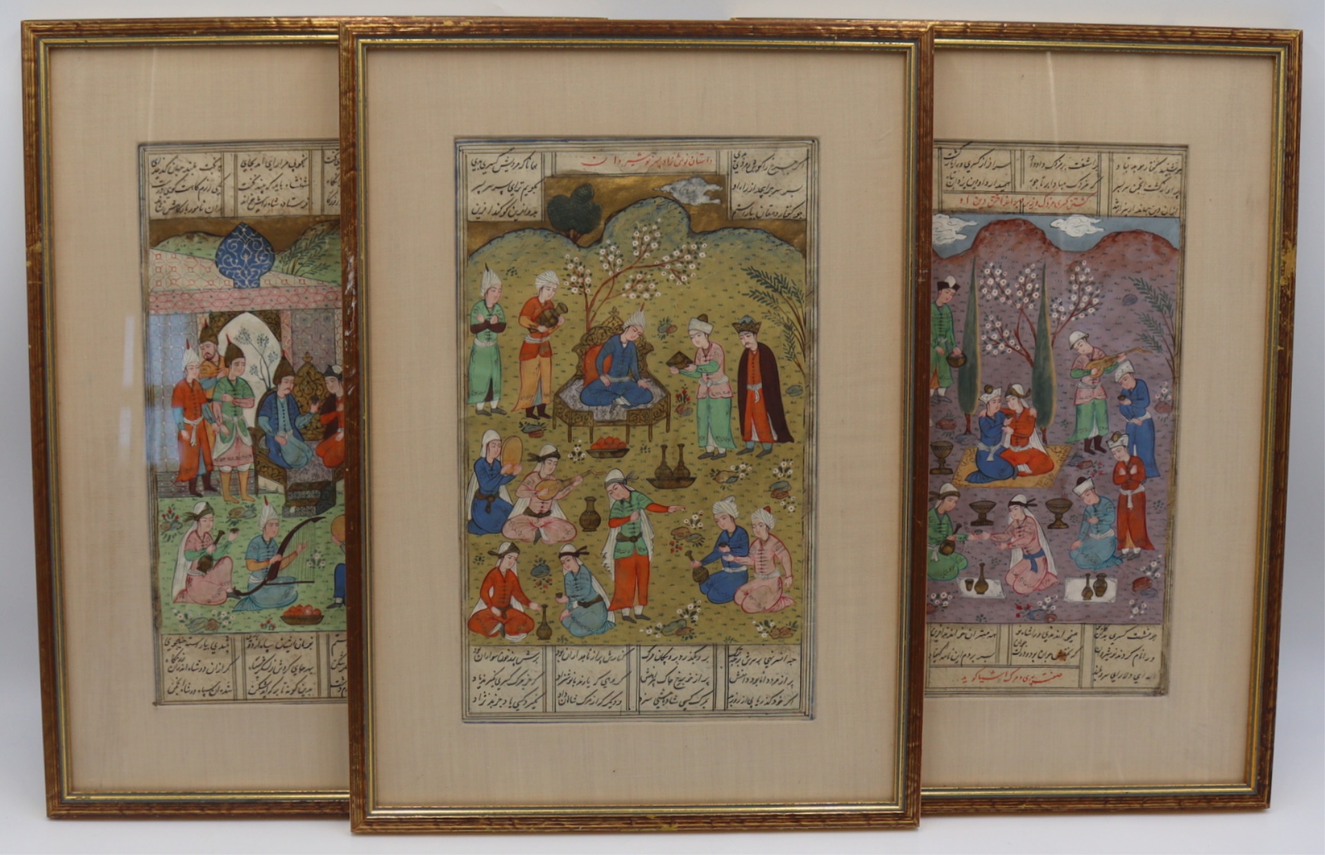  3 FRAMED PERSIAN PAINTED MANUSCRIPTS  3bc6c9