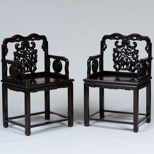 PAIR OF CHINESE HARDWOOD LAU CHAIRS39 3bc806