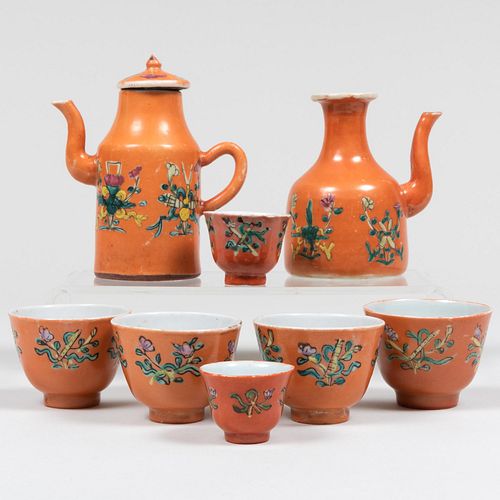 CHINESE IRON RED GROUND PORCELAIN