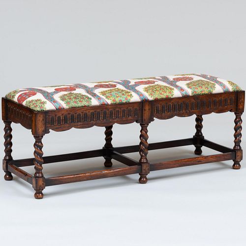 TUDOR STYLE STAINED OAK AND NEEDLEWORK 3bc844