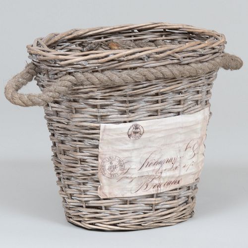 FRENCH PAINTED WICKER WINE BASKET16 3bc85c