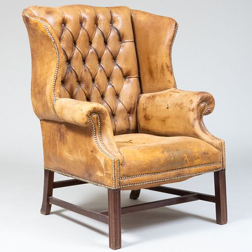 GEORGE III STYLE MAHOGANY AND TUFTED 3bc89a