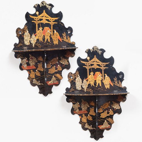 PAIR VICTORIAN PAPIER MACHE CHINOISERIE