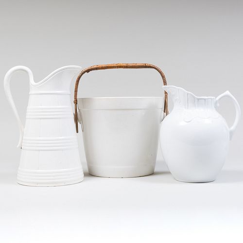 GROUP OF THREE WHITE GLAZED VESSELSComprising:

A