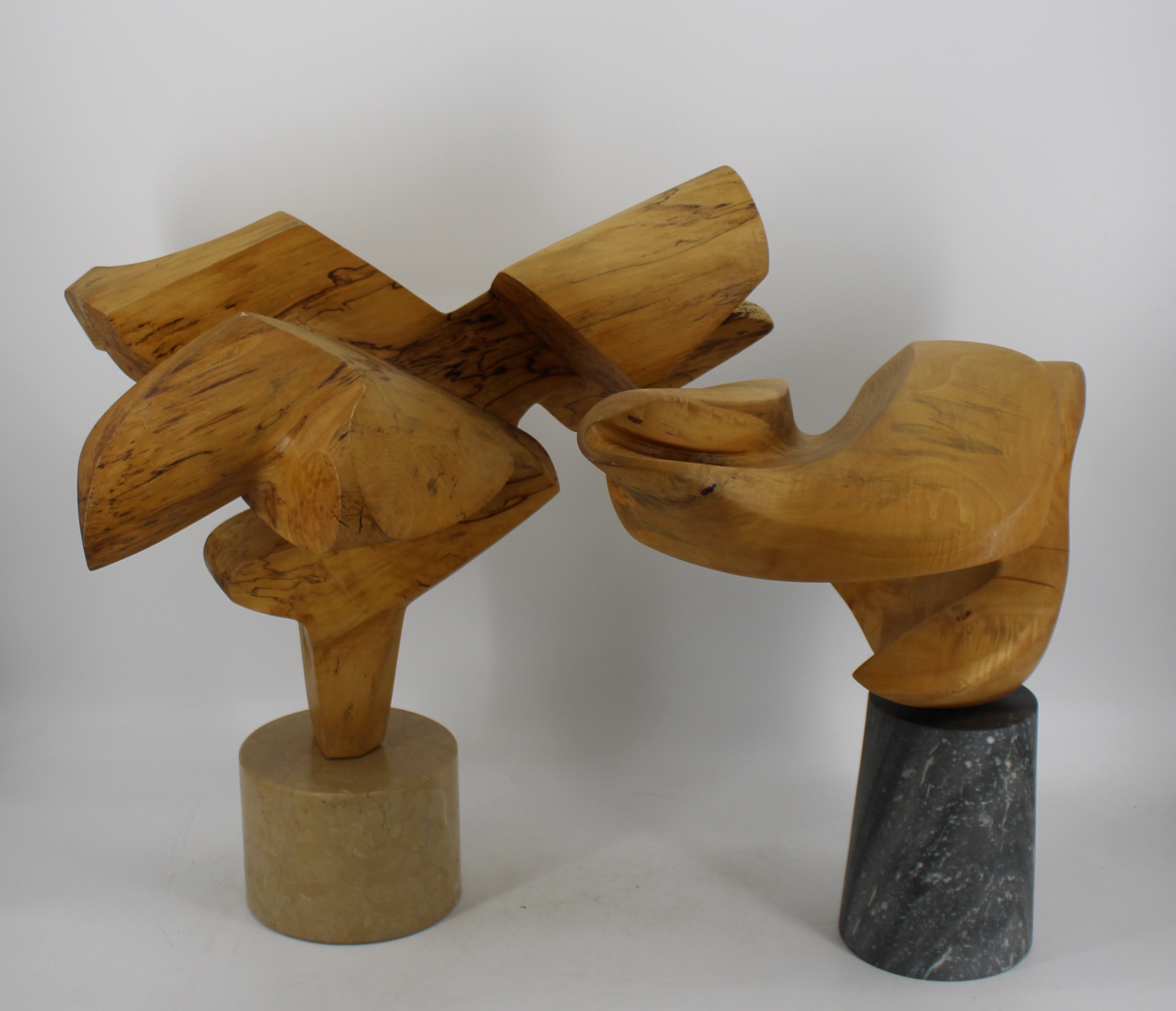 2 MIDCENTURY WOOD ABSTRACT SCULPTURES 3bc990