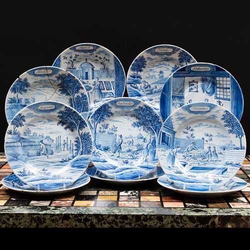 SET OF TEN BLUE AND WHITE DELFT MONTHS