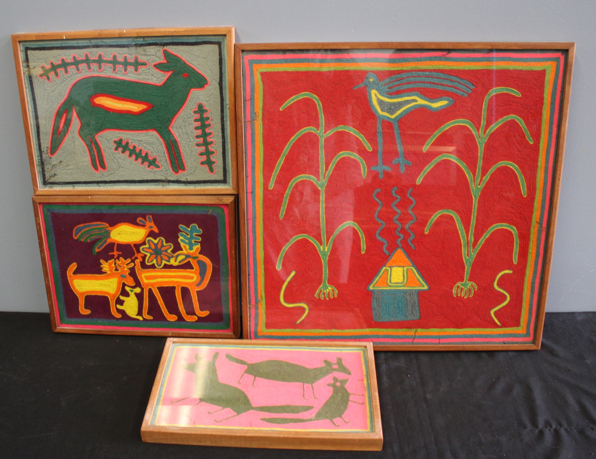 GROUPING OF FRAMED PRIMITIVE NEEDLEPOINTS