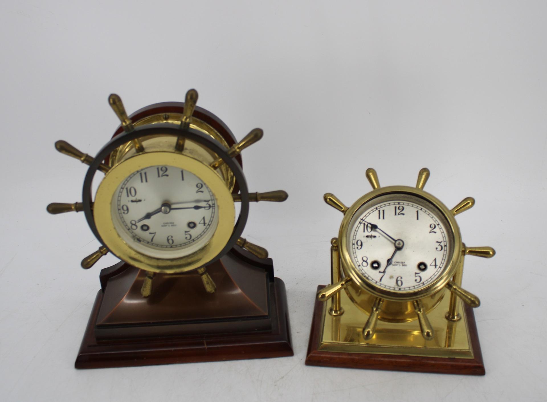 2 VINTAGE BRASS CHELSEA SHIPS CLOCKS  3bca4f