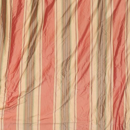 PAIR OF STRIPED SILK CURTAINS AND