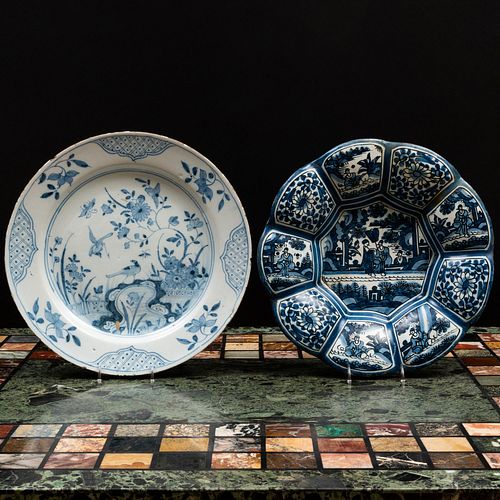 TWO BLUE AND WHITE DELFT DISHESUnmarked.

Comprising:

A