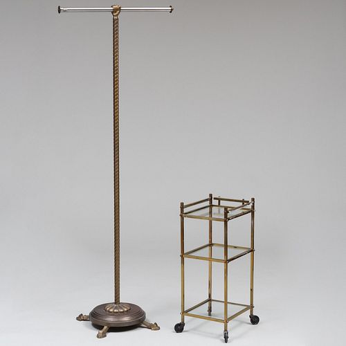 MODERN BRASS AND GLASS THREE-TIER