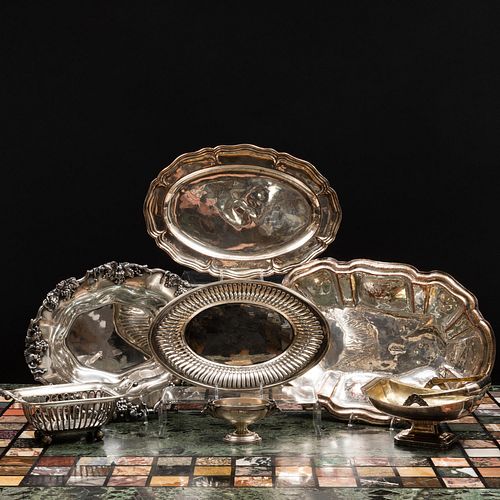 GROUP OF SILVER AND SILVER PLATE