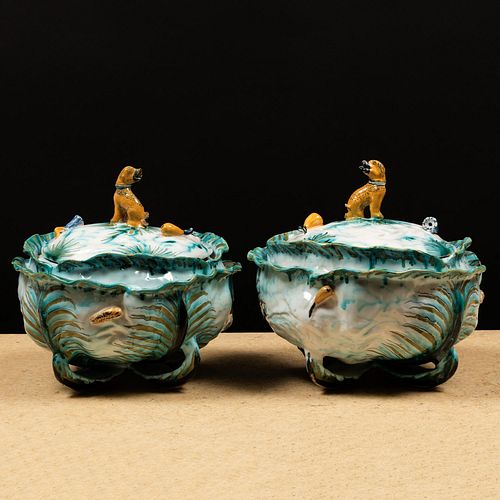 PAIR OF FAIENCE CABBAGE TUREENS 3bccc4