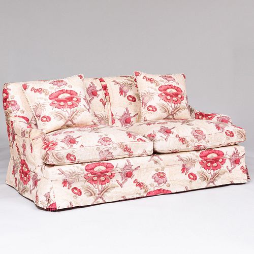 PAIR OF PRINTED FLORAL LINEN TWO
