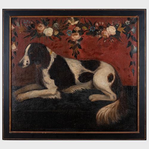 EUROPEAN SCHOOL SEATED DOG WITH 3bccea